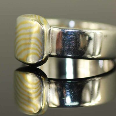 Zilveren ring met mokume gane